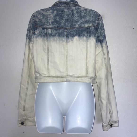 Hot Kiss Distress Bleach Dye Crop Denim Jacket L - Picture 5 of 5